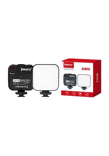 Jmary Fm-48r Mini Fill Light Telefon-kamera Üstü Pilli Aydınlatma Işığı Siyah