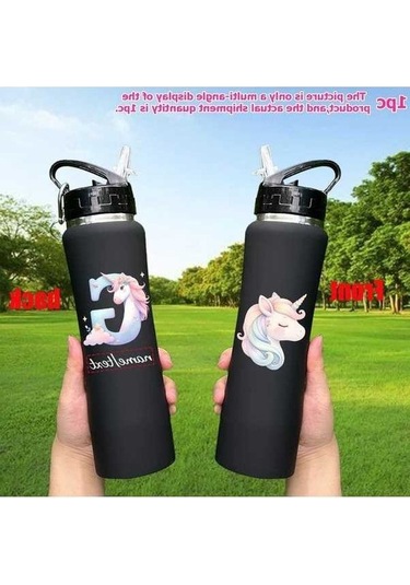 Trendooze Kişiye Özel Tek Boynuzlu At Baskılı 25oz Vakum Termos C1461 Siyah Kapak Askılı Taşıma C1461-siyah Siyah