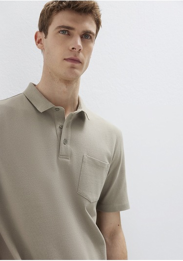 Mavi - Cepli Bej Polo Tişört 0613465-70352