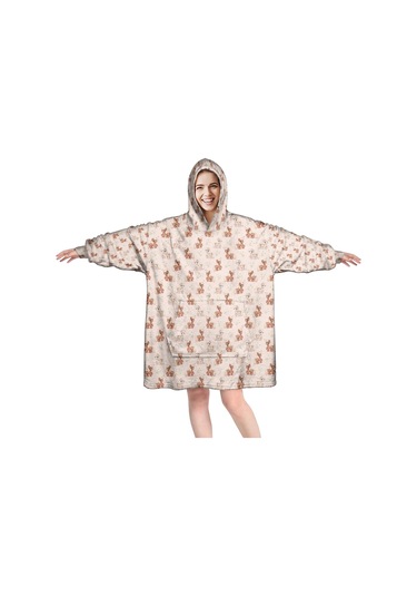 Horse Desenli Giyilebilir Battaniye Hoodie, Unisex Kalın Flanel, Kapüşonlu,sıcak Rahat-a17 Horse Retro Daisy