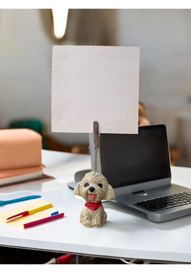 Kırmızı Fularlı Kawaii Sevimli Köpek Fotoğraf Not Tutucu Kırmızı