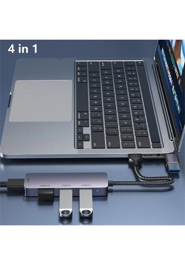 T203 Usb + Typ-c 3.0 Dönüştürücü Hub 5gbps Usb 3.0 Dizüstü Bilgisayar / Tablet Pc İçin Veri Aktarım Adaptörü, Boyut:t203