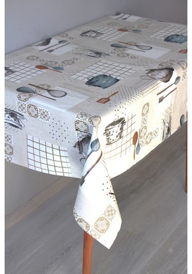 Elyaf Silinebilir Pvc Muşamba Masa Örtüsü 1222-2 Tencerekaşık Kahverengi