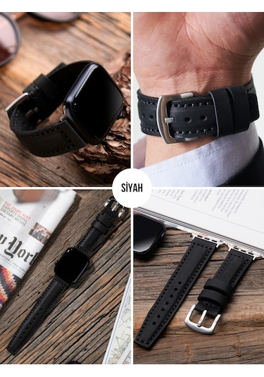 Apple Uyumlu Watch 42 44 45 49 Mm Ultra Deri Kordon Crazy