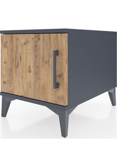 Kronos Komodin Tek Raflı Tek Kapaklı 44x59x48 Antrasit-çam Antrasit