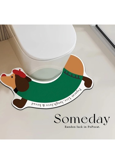 Elmpaly Yeşil Sosis Köpek Banyo Paspası - Kaymaz, Süper Emici Dekoratif Halı Yeşil