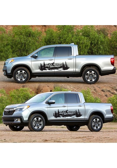 Ranyeek D-957 Pvc Araba Stickerleri, Dağ-ağaç Desenli Siyah Vinyil, Karbonlu Kaplama, 150x50cm 2 Adet, Kolay Kurulum-çıkarma