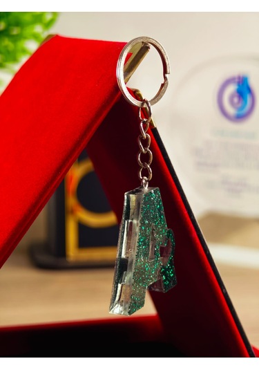 Harfli Anahtarlık Epoksi Kişiye Özel Yapım El Yapımı Harf Anahtarlık Kalp Model Özel Tasarım Hediyelik Ürün Kalp Desenli Simli Anahtarlık Antik Gümüş