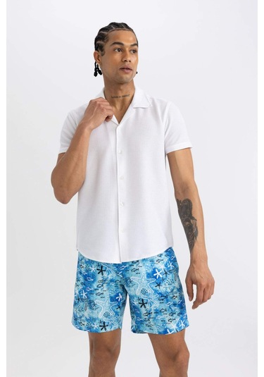 Defacto Regular Fit Desenli File Astarlı Kısa Boy Deniz Şortu B7631AX24HSTR111