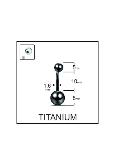 Yüksek Kalite G23 Titanium Top Modeli Titanyum Göbek Piercingi Siyah