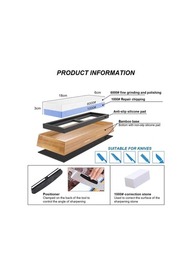 Valkyrie 4 Parça 1. Kalite Bıçak Biley Seti 1000 6000 Bileme Taşı Bambu Tabanlı Profesyonel Set Sulu Biley