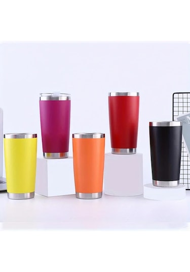 20oz Kapaklı Bardak Paslanmaz Çelik Vakum Yalıtımlı Çift Duvar Seyahat Tipi Yellow Sarı