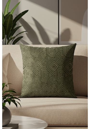 Sezyon Mira Desenli 45 45 Yeşil Kırlent Kılıfı Yeşil