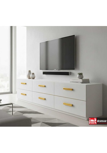 Lüks Monte 96 Mm Mobilya Çekmece Dolap Yatak Odası Şifonyer Genç Ve Çocuk Odası Kulpu Gold