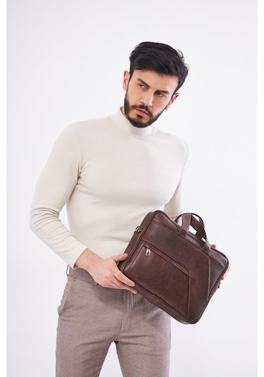 Derinss Dub3075 Hakiki Deri Kahverengi Macebook Ve Notebook Çantası 001