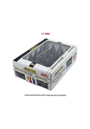 Bijon Kapağı Sivri 17 Mm Gri 20 Li Set