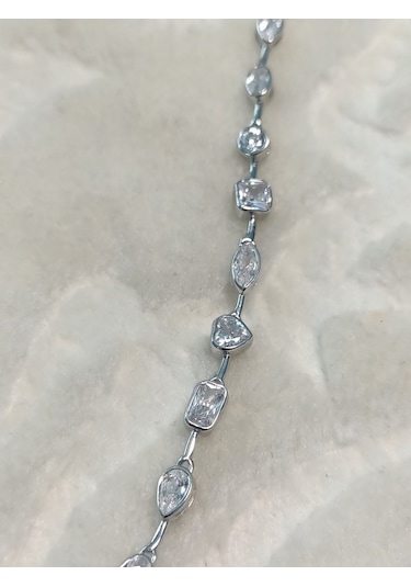 Canka Taşlı İthal Choker Tasma Gümüş Kolye