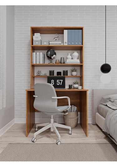 Asra Trend %100 Mdflam Raflı Çalışma Masası Bilgisayar Ofis Ders Masası Çm-03 Petra