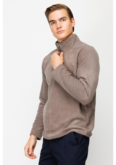 İgs Erkek A.kahve Standart Yarım Fermuar Polar Açık Kahverengi