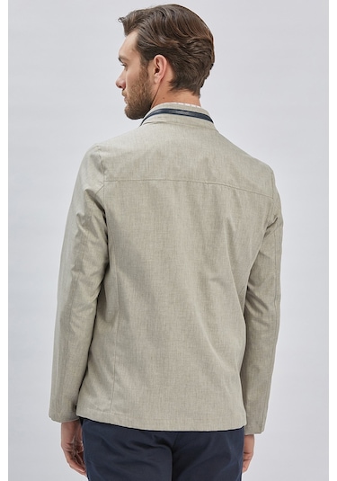 Koyu Bej Dik Yaka Yarım Astar Comfort Fit Rahat Kesim Casual Mont 1007240150-Koyu Bej