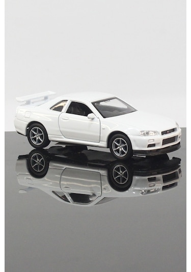 Toyaş Nissan Skyline GT-R R34 Model Çek Bırak Araba 11 CM Beyaz