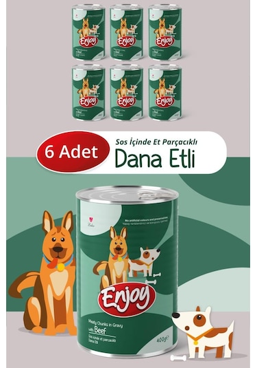 Enjoy Dana Etli Köpek Konservesi Sos İçinde Et Parçacıklı 400 Gr X6