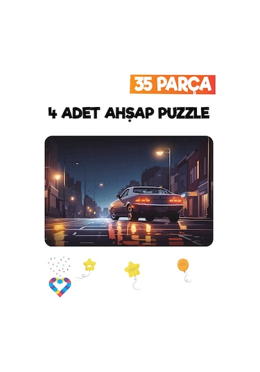 Ahşap 35 Parça 4 Adet Çocuk Puzzle-2