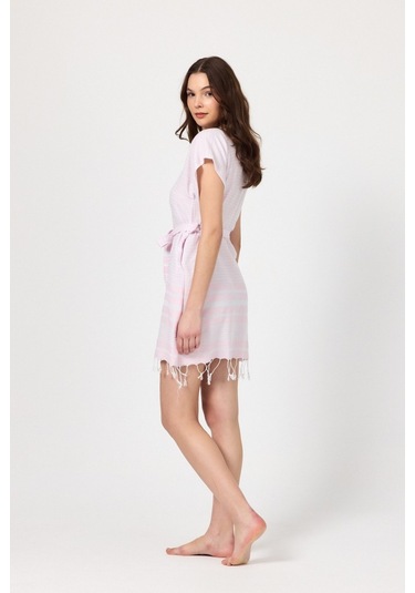 Mulberry Katya Plaj Elbisesi Tunik Pareo %100 Pamuk Pembe