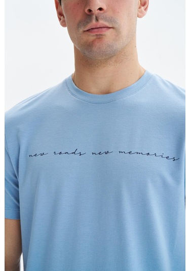 Arma Erkek Regular Fit Yazı Baskılı Süprem Bisiklet Yaka Tişört Y29344472702 Mavi