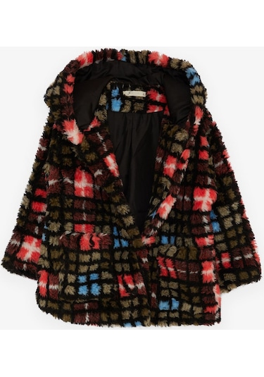 Breeze Kız Çocuk Mont Ekose Desenli Kapüşonlu Düğmeli 2-6 Yaş, Karışık Renk-karışık Renk Çok Renkli