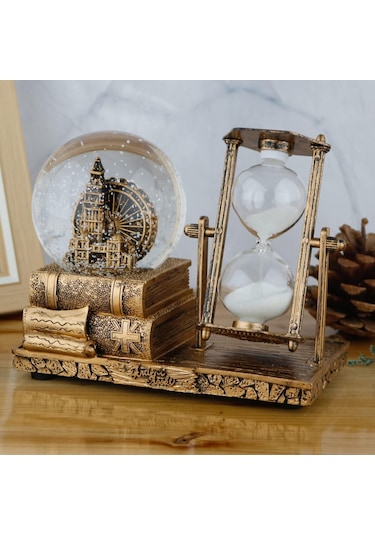 Kişiye Özel Big Beng Saat Kulesi Işıklı Sulu Kar Küreli Kum Saati Hediyelik Kum Saati