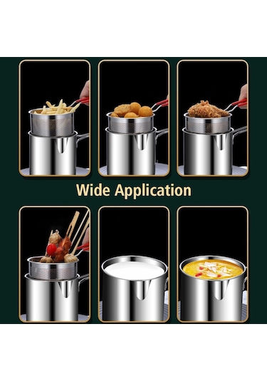 304 Paslanmaz Çelik Süt Tenceresi Mutfak İçin Yardımcı Gıda Pot Patates Kızartması F Tempura Fritöz Tava Süzgeçli Tencere 56435032