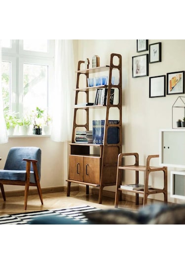 Woodesk Layer, Ahşap Kitaplık Ve Raf Ünitesi, 190x75, Tik Renk