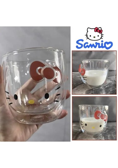 Hello Kitty Çift Cidarlı Cam Kupa-2005