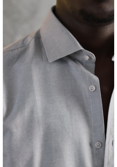 Advante Slimfit Yazlık Düz Pamuklu Gömlek Gri