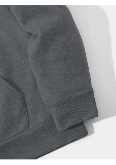 Snakewear Erkek Düz Kapüşonlu Sweat - Füme Füme