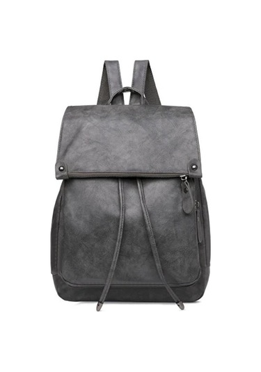 İpli Kadın Sırt Çantası Büyük Kapasiteli Sırt Çantası - Gri Diğer