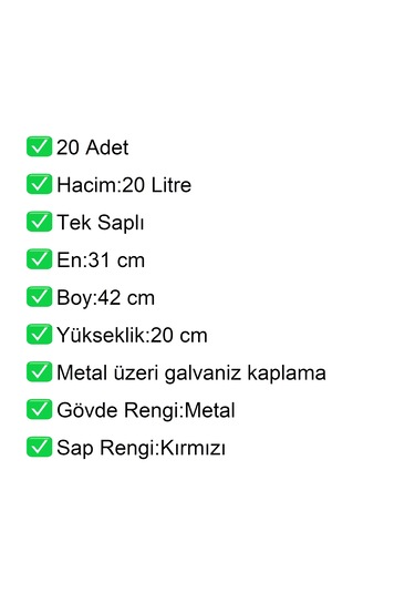 Tel Alışveriş El Sepeti 20 Litre Tek Saplı 20 Adet / En:31 Boy:42 Yükseklik:20 Cm Metal