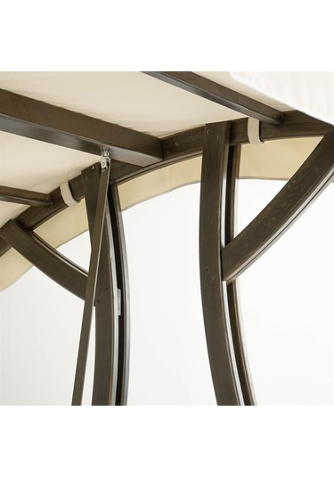 Akasya Ladin Ahşap Salıncak Dış Mekan Bahçe, Teras Salıncağı -krem Krem