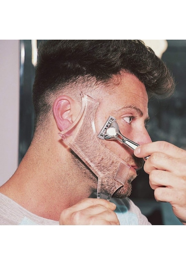 Erkekler Kuaförlük Sakal Bakımı Şeffaf Görünüm Bıyık Kalıplama Tarak Kalıplama Şekillendirme Şekillendirici Şablon Cetvel Taraklar Aracı