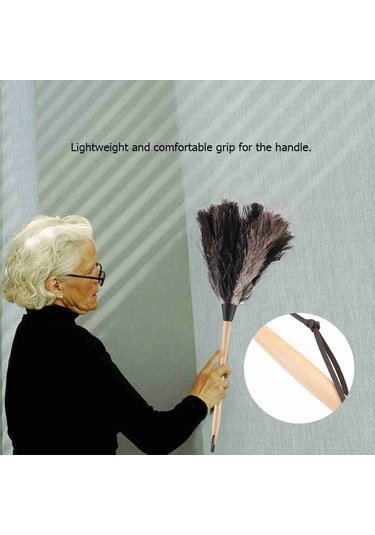 Yunboo 55cm Ahşap Saplı Devekuşu Tüyü Toz Süpürü - Ev Ve Araç İçin Elektriksiz, Yeniden Kullanılabilir Temizlik Aleti Poşetli Paket Diğer