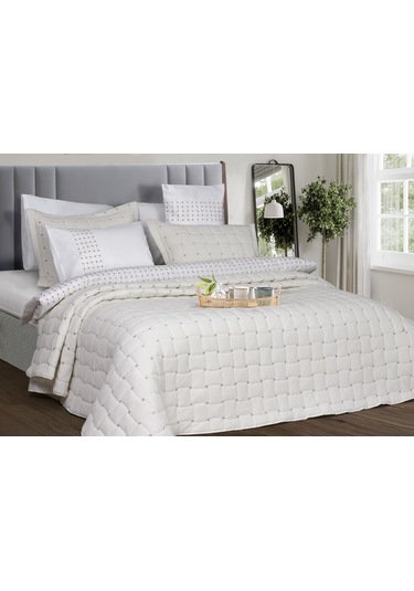 Alyans Ekru Mikro Çift Kişilik Yatak Örtüsü Ekru