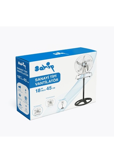 3in1 Kullanım 18 İnç 45 Cm Sanayi Tipi Ayaklı Vantilatör 5-metal
