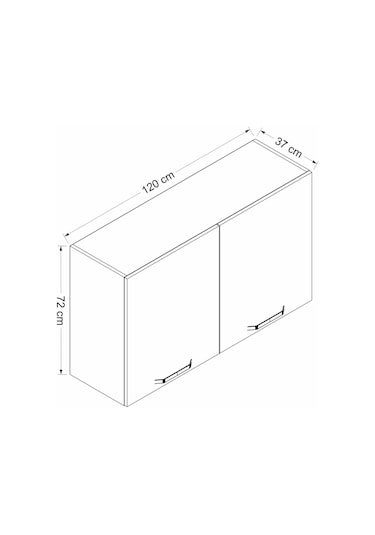 Minar Mutfak Modül Üst 2dk1r 120cm Dolap Byz Cam Mebran C Byz