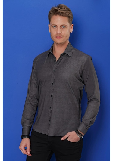 G 1524 Slim Fit Siyah Spor Gömlek Siyah