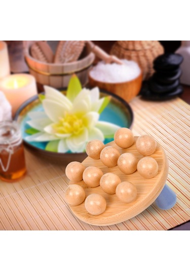 Suntek Uyluk Bacaklar Boyun Için Ahşap Masaj Fırçası El Kahverengi