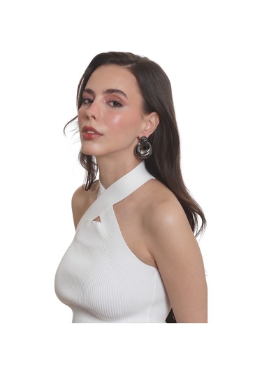 Labalaba Kadın Yaprak Dokulu Çivili Model Çanta Formlu Küpe - Antrasit Antrasit