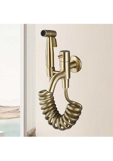 Fastbuy Challenger Altın Yüksek Basınçlı El Duşu Seti - Paslanmaz Çelik Sprey Tabancası - Kendinden Temizlenir Altın Renk Altın