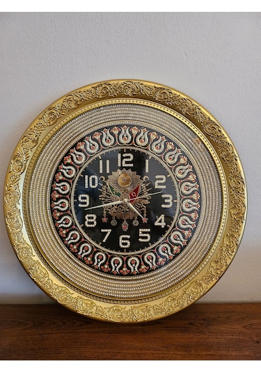 Osmanlı Tuğralı Kırmızı Laleli Gold Saat Renkli