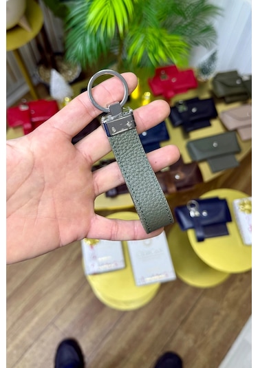 Premium Deri Ruhsat Kılıfı Ve Anahtarlık Seti Yeşil